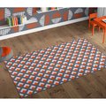 Deerlux Area Rug with Nonslip Backing, Geometric Gray and Orange Trellis Pattern, 4 x 6 ft Small QI003646.S